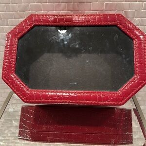 Jewelry/Gift Box, Red Faux Embossed Leather.